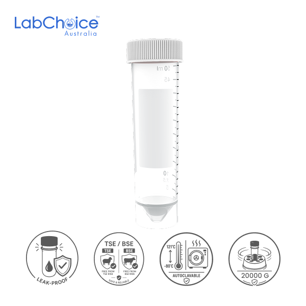 Centrifuge Tube, Heavy Metals Free, Non-Sterile – Pack of 500 Tubes Centrifuge Tube Heavy Metals Free ICP MS Tested Medical Grade Resin 50 ML LabChoice Australia 1