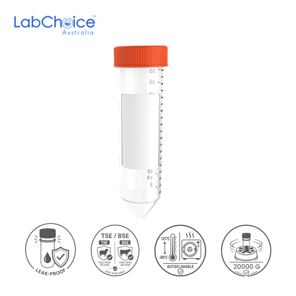 Centrifuge Tube with Flat Cap, Sterile – Pack of 500 Tubes Centrifuge Tube with Flat Cap BPA Free Non Cytotoxic 50 ML LabChoice Australia 2