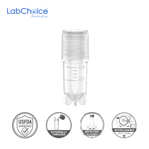 Cryogenic Tube, Hepta Foot, Sterile Cryogenic Tube Hepta Foot 1 ML LabChoice Australia 1 2